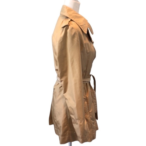 Postcard Bergdorf Goodman Tan Gold Belted Collared Lined Trench Coat Jacket 6 - Picture 4 of 16